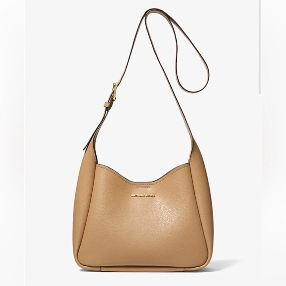 MICHAEL KORS Birch in Lt Cream Medium Pebbled Leather Messenger Bag NWT $328